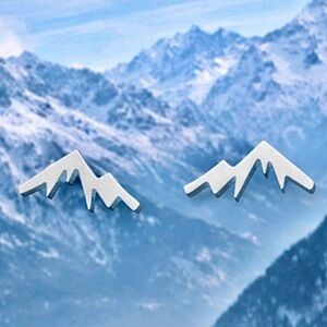 “Mountainscape” Mountains Icecap Peak Hike Climb Vegan Dainty Silver Steel Studs